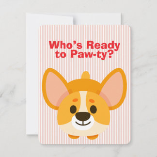 Paw-ty Time Corgi Birthday Invitation