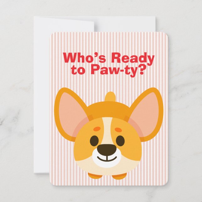 Paw-ty Time Corgi Birthday Invitation (Front)