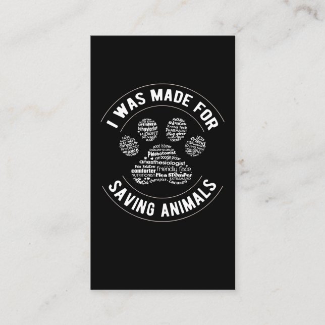 Paw Veterinary Technician Vet Tech Veterinarian Business Card (Front)