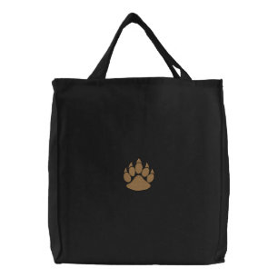 Paw with outline embroidered tote bag