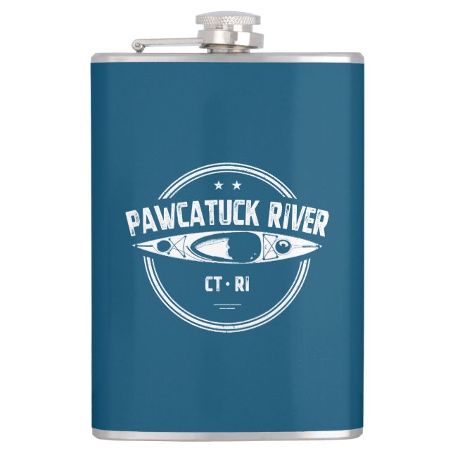 Pawcatuck River Connecticut Rhode Island Kayaking Flask (Front)