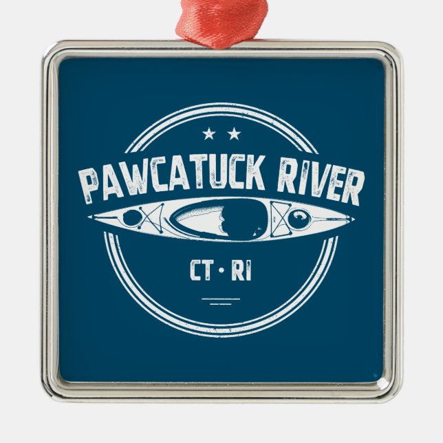 Pawcatuck River Connecticut Rhode Island Kayaking Metal Ornament (Front)