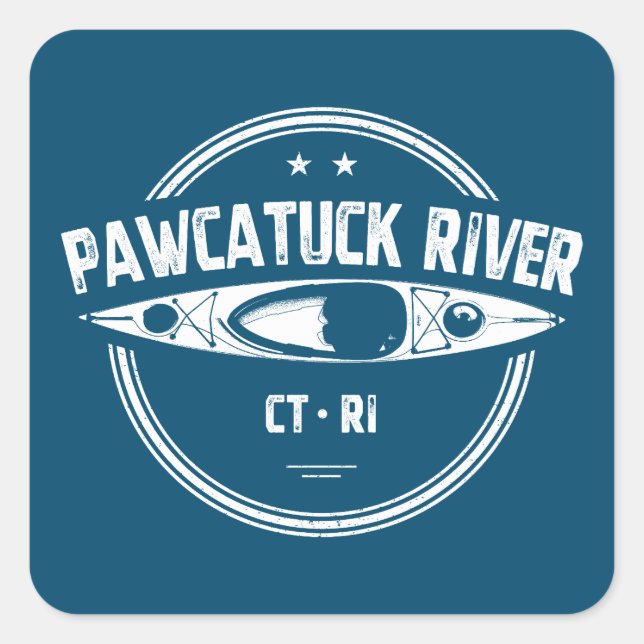Pawcatuck River Connecticut Rhode Island Kayaking Square Sticker (Front)
