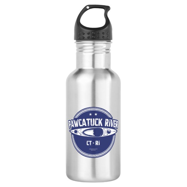 Pawcatuck River Connecticut Rhode Island Kayaking Stainless Steel Water Bottle (Front)