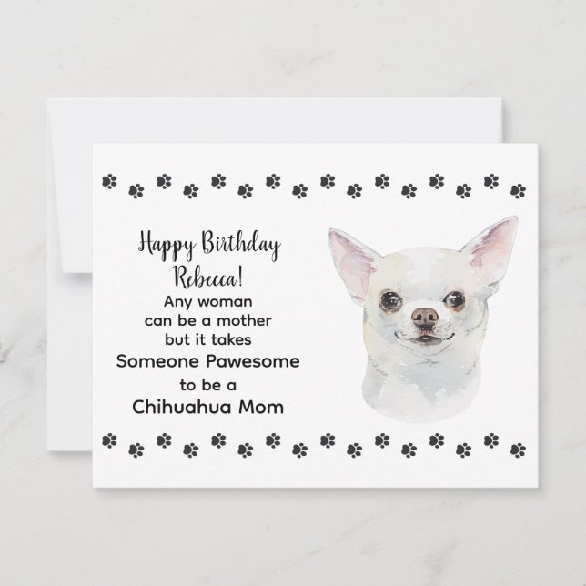 Pawesome Best Chihuahua Dog Mom Happy Birthday Card (Front)