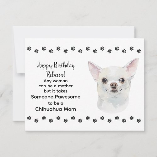 Pawesome Best Chihuahua Dog Mom Happy Birthday Card