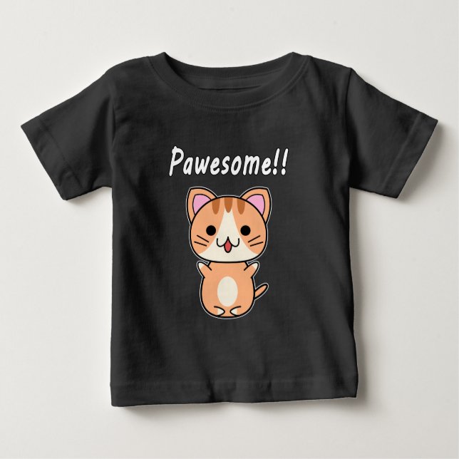 Pawesome!! Ginger Tabby Cat Baby T-Shirt (Front)