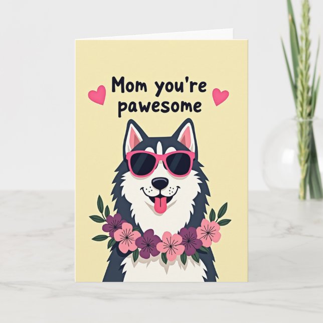 Pawesome Moms Floral Art Card (Front)
