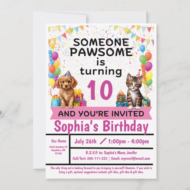 Pawesome Party; Kitties and Puppies | Invitation (Front)