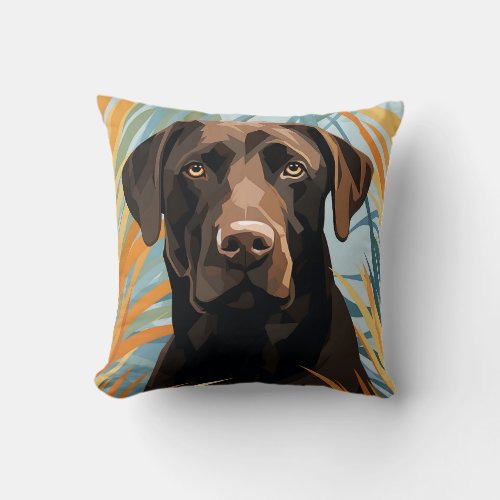 Pawesome Portraits _ Chocolate Labrador Throw Pillow