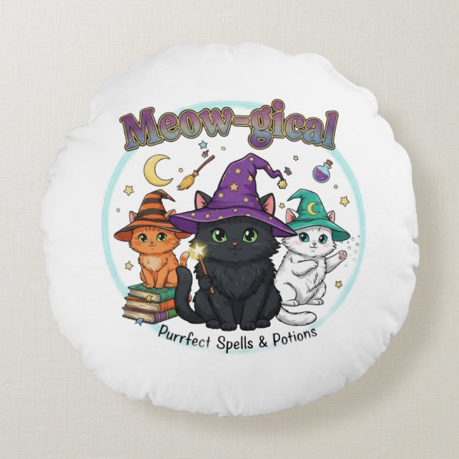 Pawfect Pet Lovers Design Round Pillow (Front)