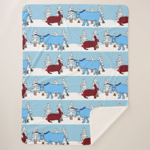 Pawl and Babe in the Winter Holiday Woods blanket