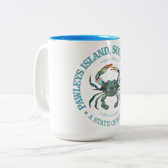 Pawleys Island (blue crab) Two-Tone Coffee Mug (Front Left)