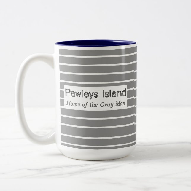 Pawleys Island Gray Man Stripes Two-Tone Coffee Mug (Left)
