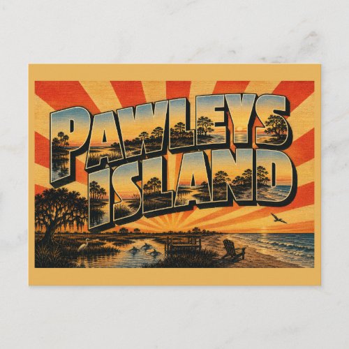 Pawleys Island SC Ocean Salt Marsh Forest Art Postcard