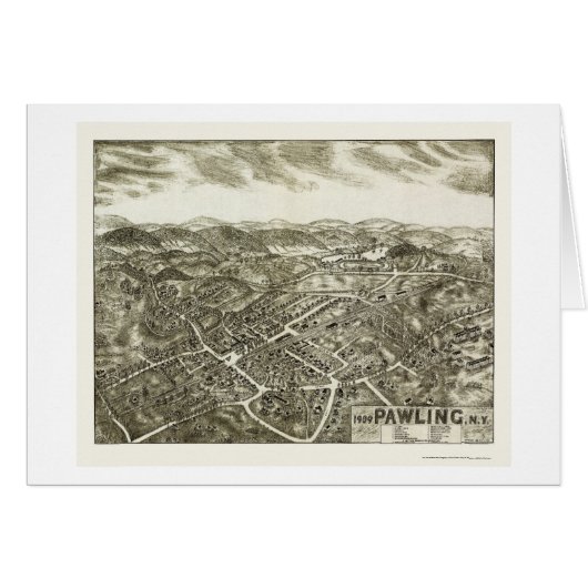 Pawling, NY Panoramic Map - 1909 Cards (Front Horizontal)