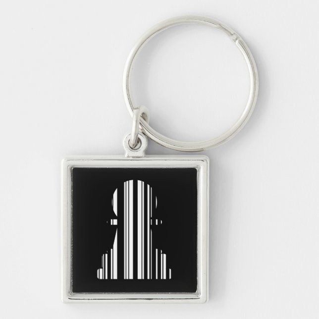 PAWN BAR CODE Chess Piece Pattern Design Keychain (Front)