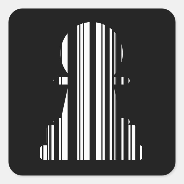 PAWN BAR CODE Chess Piece Pattern Design Square Sticker (Front)