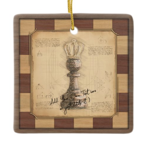 "Pawn King / Queen" Vintage Chessboard Player Gift Ceramic Ornament