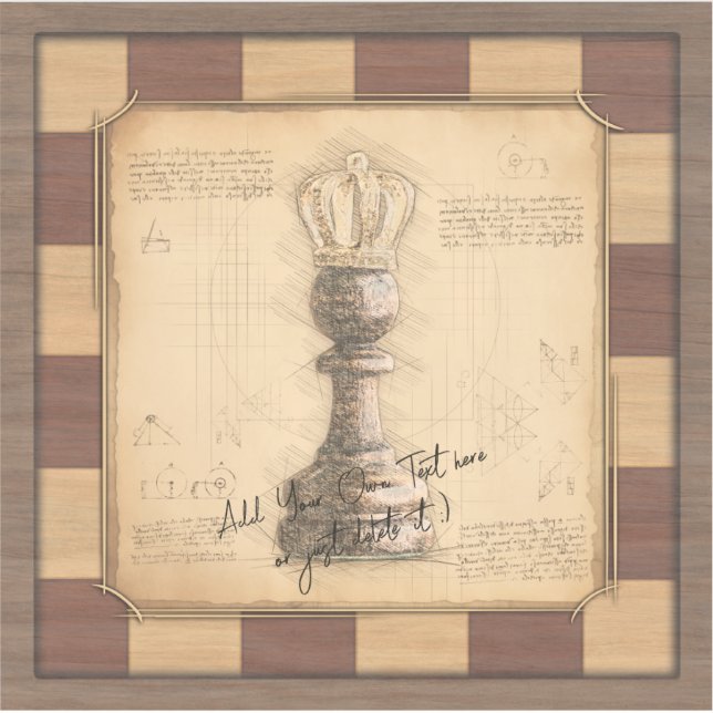 "Pawn King / Queen" Vintage Chessboard Player Gift Sticker (Front)