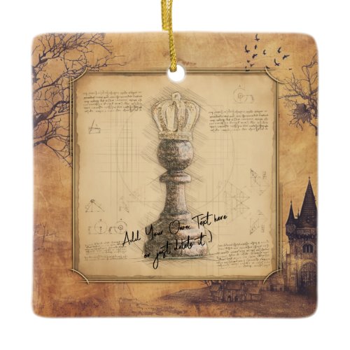 Pawn King / Queen Vintage Old Fashioned Chess Gift Ceramic Ornament