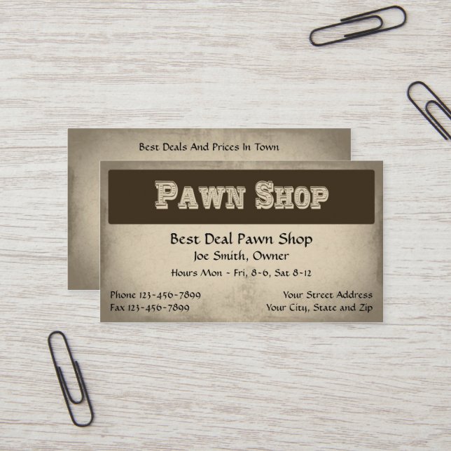 Pawn Shop Business Card (Front/Back In Situ)
