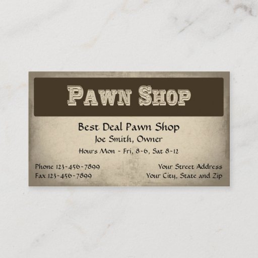 Customizable Pawn Shop Business Card