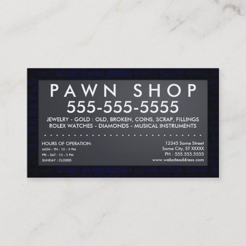 pawn shop : electric sign business card templates