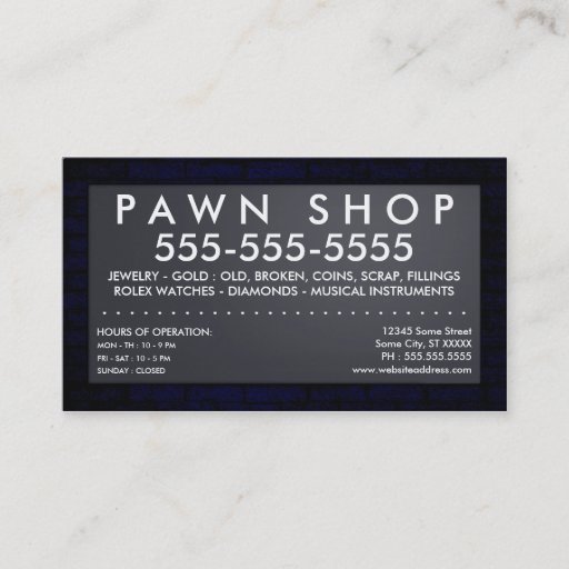 Customizable pawn shop : electric sign business card templates