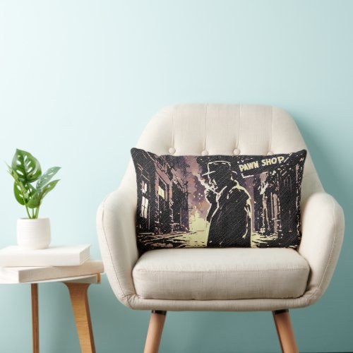 Pawn Shop Retro Style Gritty Urban 40s Style Lumbar Pillow