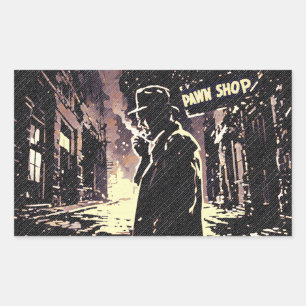 Pawn Shop Retro Urban Gritty Pop Art Style Rectangular Sticker