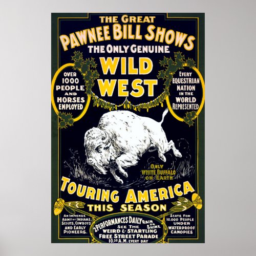 Pawnee Bill Wild West White Buffalo Poster