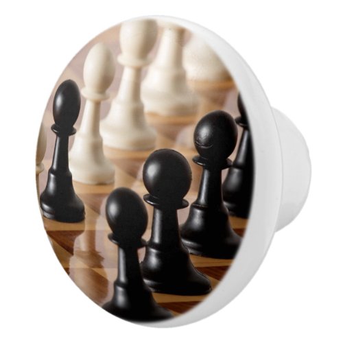 Pawns on Chess Board Ceramic Knob