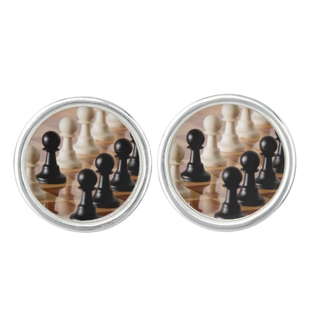 Pawns on Chess Board Cufflinks (Front)