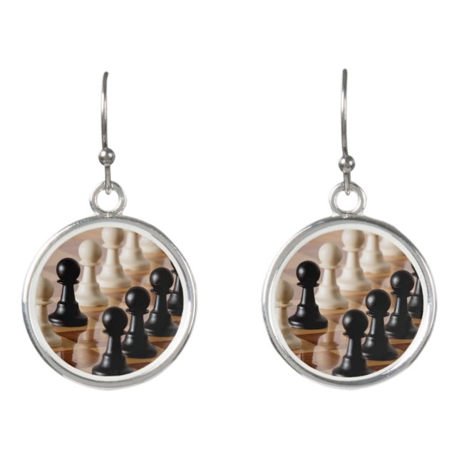 Pawns on Chess Board Earrings (Front)