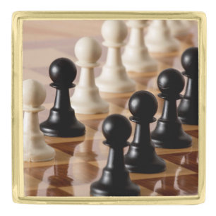 Pawns on Chess Board Gold Finish Lapel Pin