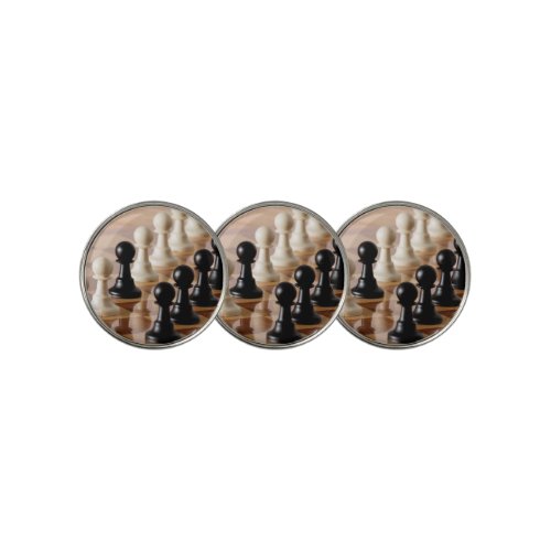 Pawns on Chess Board Golf Ball Marker