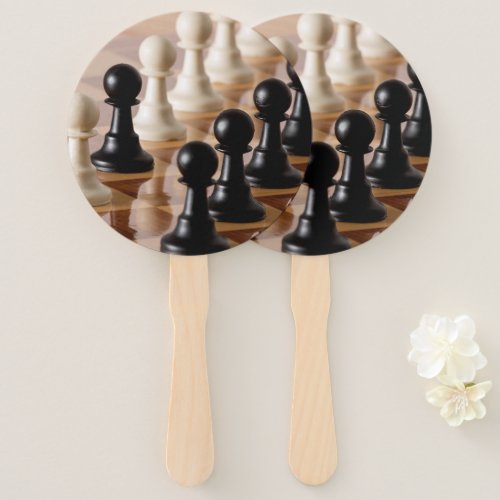Pawns on Chess Board Hand Fan