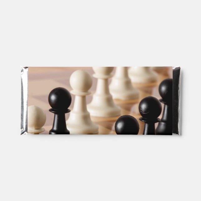 Pawns on Chess Board Hershey Bar Favors (Front)