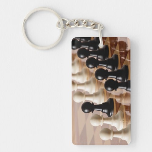 Pawns on Chess Board Keychain