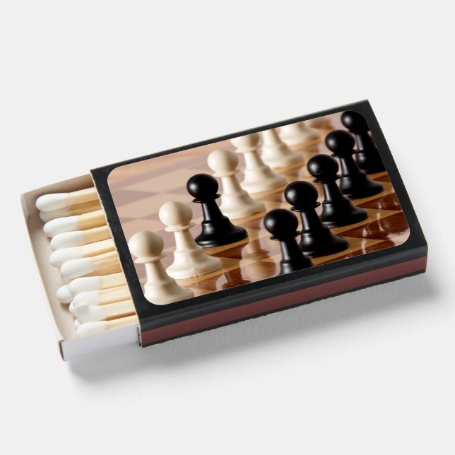 Pawns on Chess Board Matchboxes (Front Open)