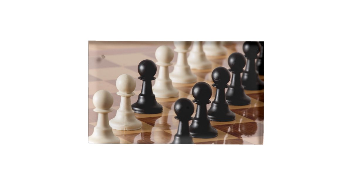 Pawns on Chess Board Place Card Holder Zazzle