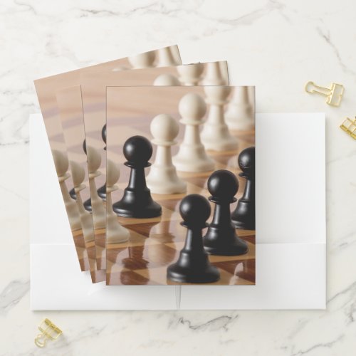 Pawns on Chess Board Pocket Folder