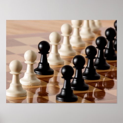 Pawns on Chess Board Poster