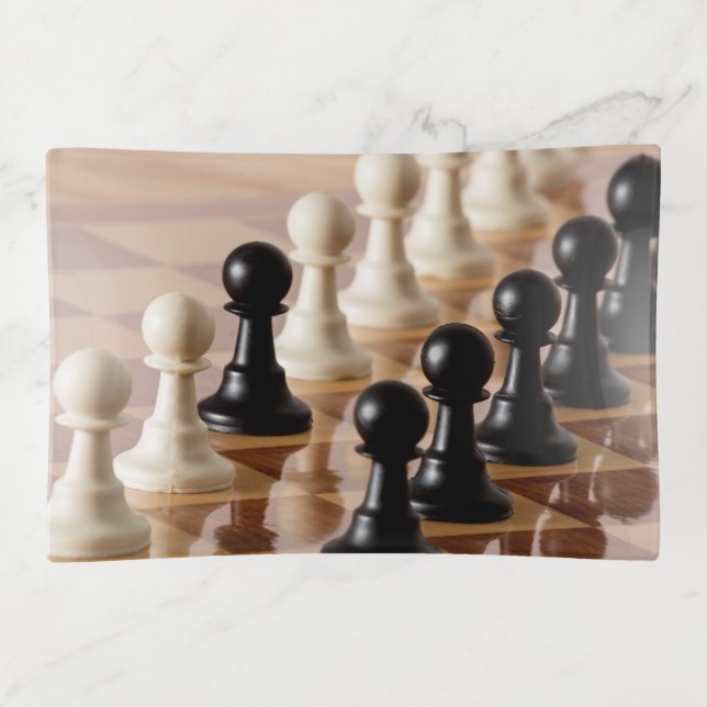 Pawns on Chess Board Trinket Tray (Front)