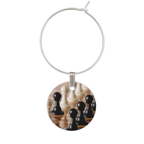 Pawns on Chess Board Wine Charm