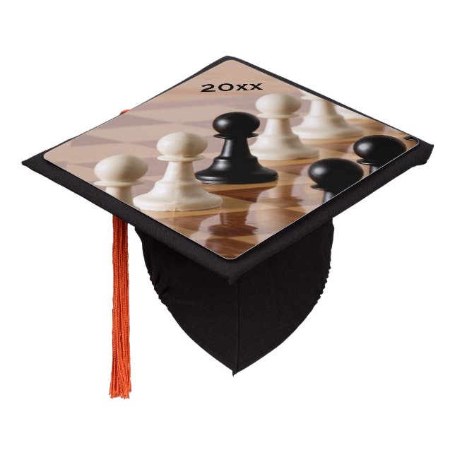 Pawns on Chess Board Year Graduation Cap Topper (Angled)