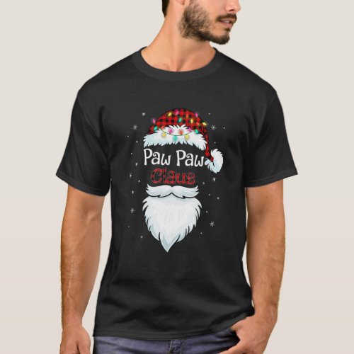 Pawpaw Claus Beard Red Plaid Christmas Pajamas Xma T_Shirt