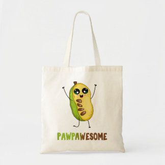 Pawpaw Fruit with Cute Cartoon Paw Paw Awesome Pun Tote Bag