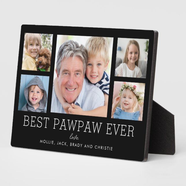 PawPaw Grandfather Grandchildren Photo Collage Plaque (Side)